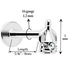 16G 5/16 Clear Gem Champagne Dreams Labret Monroe Tragus