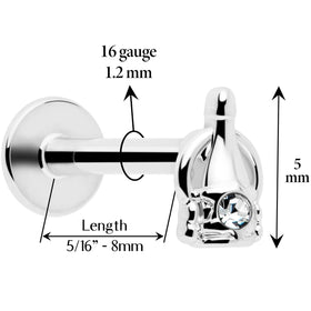 16G 5/16 Clear Gem Champagne Dreams Labret Monroe Tragus