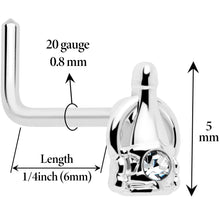 20G 7mm Clear Gem Champagne Dreams L Shape Nose Ring