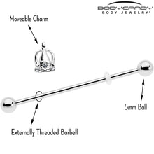 14G Clear Gem Champagne Dreams Industrial Barbell 38mm