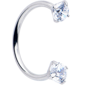 Double Gem Titanium Horseshoe Nose Ring -  Internally Threaded Solid Titanium CZ Horseshoe Nose Hoop