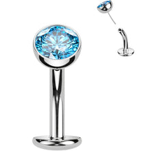 CZ Bezel Gem Titanium Threadless Floating Belly Ring