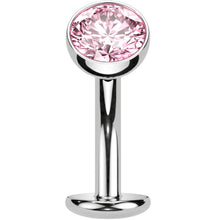 CZ Bezel Gem Titanium Threadless Floating Belly Ring