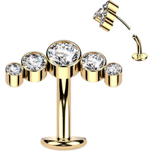 Cubic Zirconia Gem Titanium Curve Threadless Floating Belly Ring