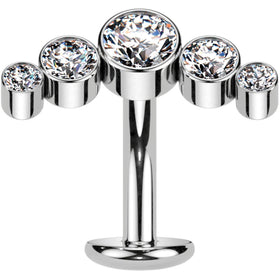 Cubic Zirconia Gem Titanium Curve Threadless Floating Belly Ring