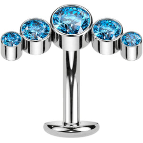 Cubic Zirconia Gem Titanium Curve Threadless Floating Belly Ring