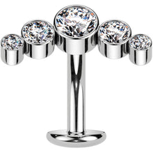 Cubic Zirconia Gem Titanium Curve Threadless Floating Belly Ring