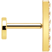 18G 1/4 Clear Gem Gold Plated Implant Grade Titanium Threadless Bar Flatback Stud