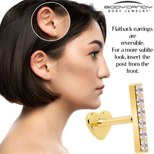 18G 1/4 Clear Gem Gold Plated Implant Grade Titanium Threadless Bar Flatback Stud