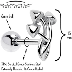 Trippy Mushroom Trio Barbell Tongue Ring
