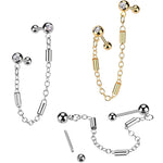 18G 5/16 CZ Gem Cartilage Chain Earring Double Piercing