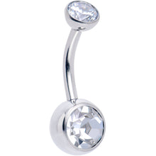 Double CZ Implant Grade Titanium Threadless Bezel Push In Belly Ring