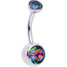 Double CZ Implant Grade Titanium Threadless Bezel Push In Belly Ring