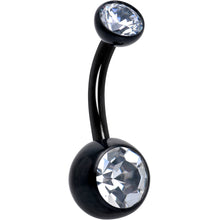 Double CZ Implant Grade Titanium Threadless Bezel Push In Belly Ring