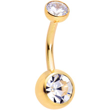 Double CZ Implant Grade Titanium Threadless Bezel Push In Belly Ring
