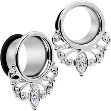 Clear Gem Drop Filigree Single Flare Tunnel Plug Set 6mm to 16mm