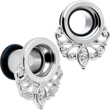 Clear Gem Drop Filigree Single Flare Tunnel Plug Set 6mm to 16mm