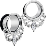 Clear Gem Drop Filigree Single Flare Tunnel Plug Set 6mm to 16mm