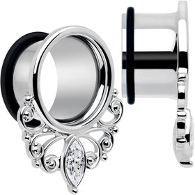 Clear Gem Drop Filigree Single Flare Tunnel Plug Set 6mm to 16mm