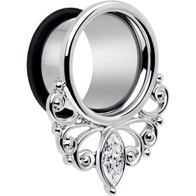 Clear Gem Drop Filigree Single Flare Tunnel Plug Set 6mm to 16mm