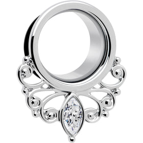 Clear Gem Drop Filigree Single Flare Tunnel Plug Set 6mm to 16mm