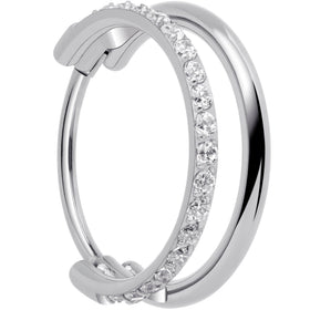 Single Row Micro Gem Implant Grade Titanium Hinged Double Hoop Nose Ring
