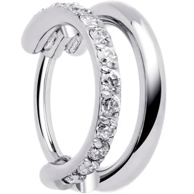 Single Row Micro Gem Implant Grade Titanium Hinged Double Hoop Nose Ring