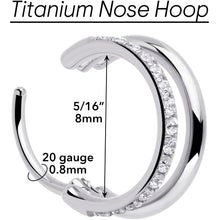 Single Row Micro Gem Implant Grade Titanium Hinged Double Hoop Nose Ring