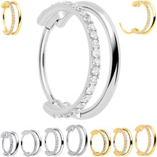 Single Row Micro Gem Implant Grade Titanium Hinged Double Hoop Nose Ring