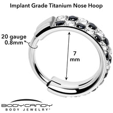 20G CZ Double Row Checkerboard Implant Grade Titanium Nose Hoop