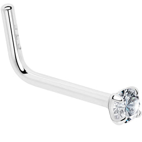 20G Gold Plated 925 Sterling Silver 2mm CZ L-Shape Nose Ring