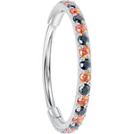 20G Micro Gem Titanium Hinged Nose Hoop - Black Orange Nose Ring