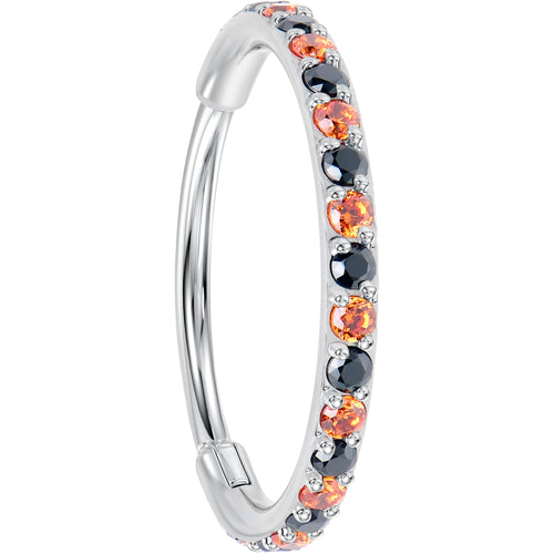 20G Micro Gem Titanium Hinged Nose Hoop - Black Orange Nose Ring