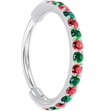 20G Micro Gem Titanium Hinged Nose Hoop - Christmas Nose Ring