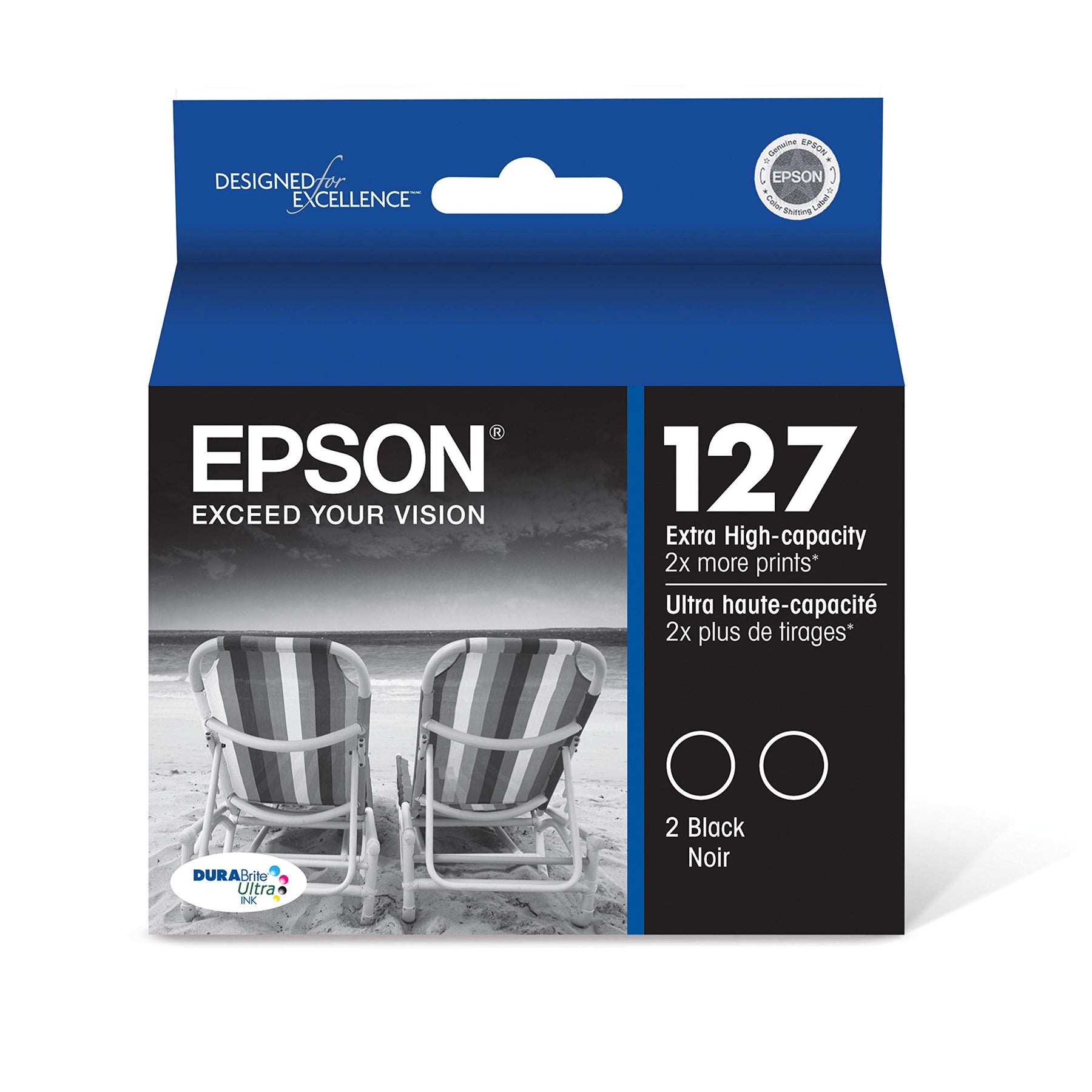 New, Pre-Owned - Epson 127 Black ink cartridge, 2 Pack