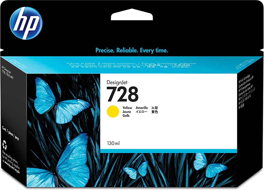 New, Pre-Owned - HP 728 300-ml (F9K15A) Yellow  New, Pre-Owned - Ink Cartridge