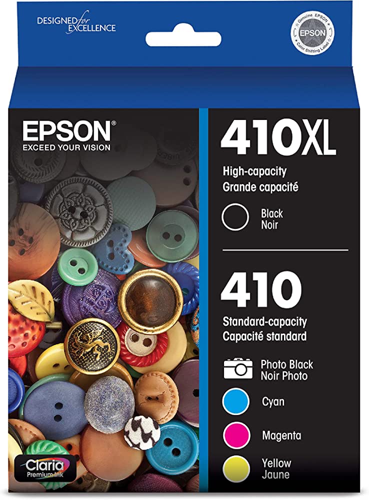 New, Pre-Owned - Epson 410XL Black and 410 Photo Black and Color Ink Cartridges