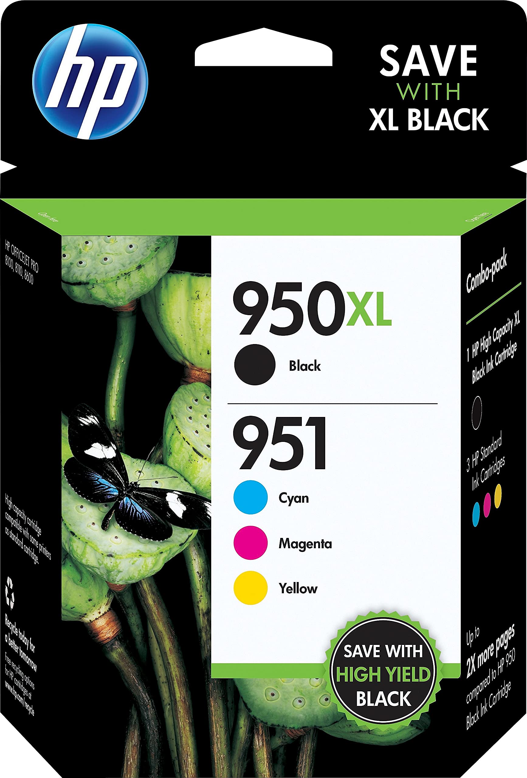 New, Pre-Owned - HP 950XL Black & 951 Cyan, Magenta & Yellow Ink Cartridges