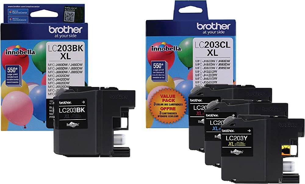New, Pre-Owned - Brother LC203XL High Yield Black / 3 Color  Ink Cartridge (4-Pack)