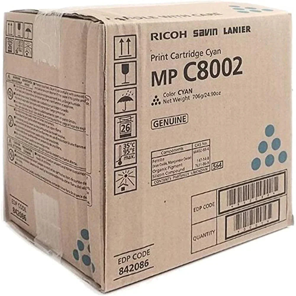 New, Pre-Owned - Ricoh MP C8002 High Yield Cyan Toner Cartridge, 842086