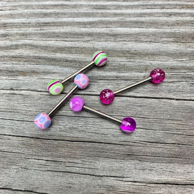 Glittering Grape GLITTER Barbell Tongue Ring