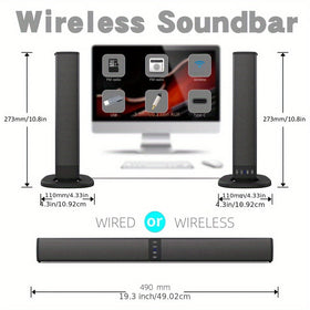 Wireless Soundbar for TV – 2-in-1 Detachable Bluetooth Speaker
