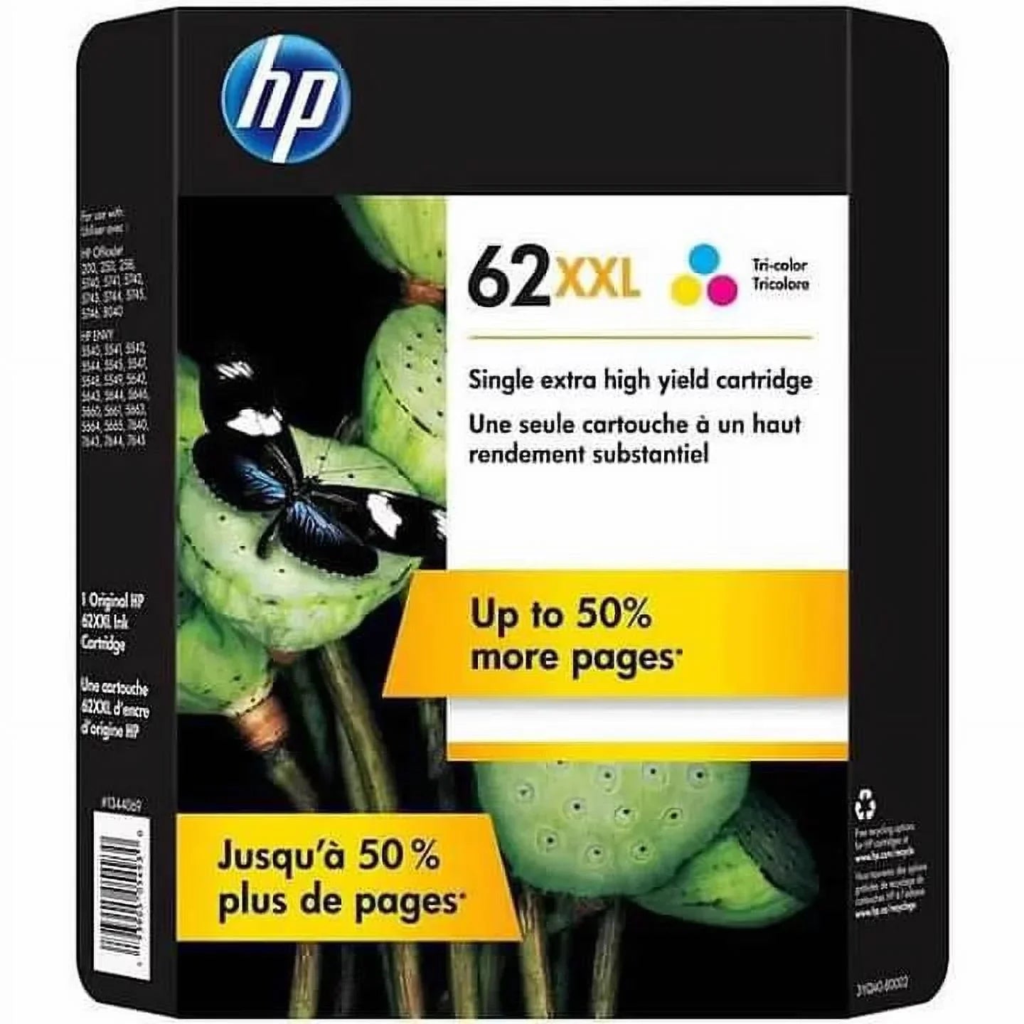 New, Pre-Owned - HP 62XXL (3YQ40A) Extra High Yield Tri-Color Ink Cartridge