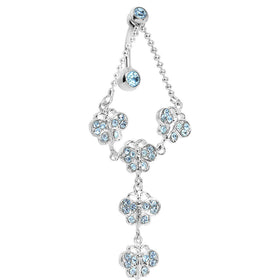 TOP DANGLE Aquamarine PAVED GEM BUTTERFLY CHAIN Belly Ring