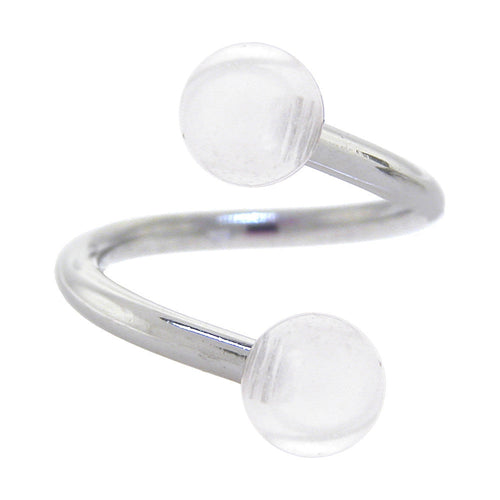 Spiral Twister GLACIER ILLUSION Belly Button Ring - 5mm Balls