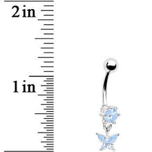Solar Blue CUBIC ZIRCONIA BUTTERFLY DROP Belly Ring