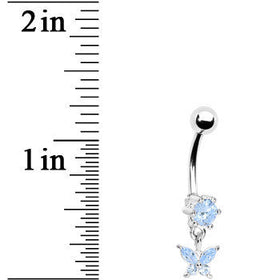 Solar Blue CUBIC ZIRCONIA BUTTERFLY DROP Belly Ring