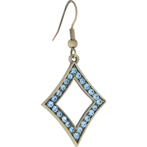 ELLE Jewery Antique Gold Aqua Rhinestone DIAMOND Earrings