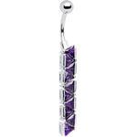 Sterling Silver Amethyst TRIANGLE JEWEL DROP Dangle Belly Ring