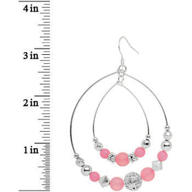 Pink Beaded Double Hoop Fashion Earrings